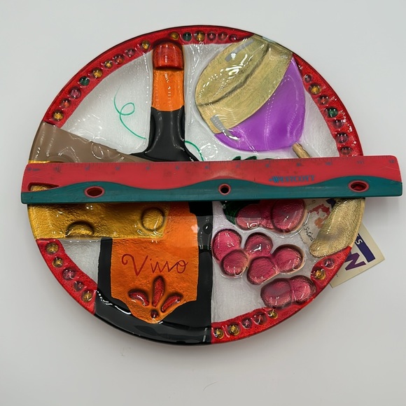 Lori Siebert for Sylvestri Platter Vino Wine & Cheese Fused Glass Art Glass NWT - Picture 16 of 16